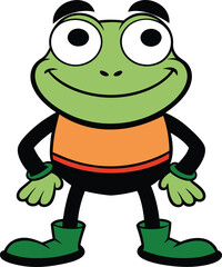 Obraz premium Happy Green Frog Cartoon Character