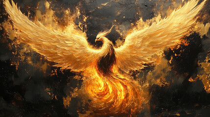 A majestic phoenix rising from golden flames radi_0312