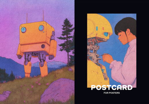 Old Postcard Poster Photo Effect Mockup