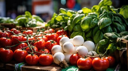 mozzarella red white and green italian background