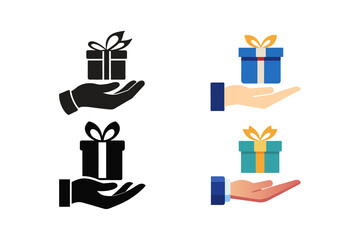 gift box icon Hand Gift Icon Vector 