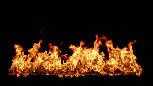 Fire flames blazing motion effect on black backgrounds rendering