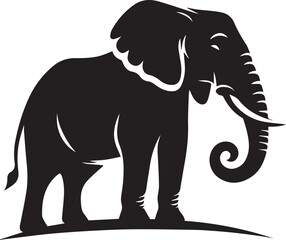 Obraz premium Elephant silhouette head held high trunk curled elegantly vector