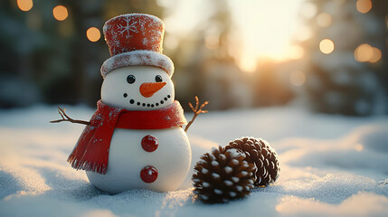 Winter Wonderland 3D Snowman Illustration