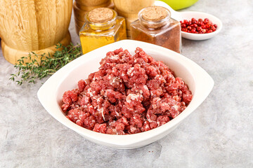 Raw beef minced meat for cooking