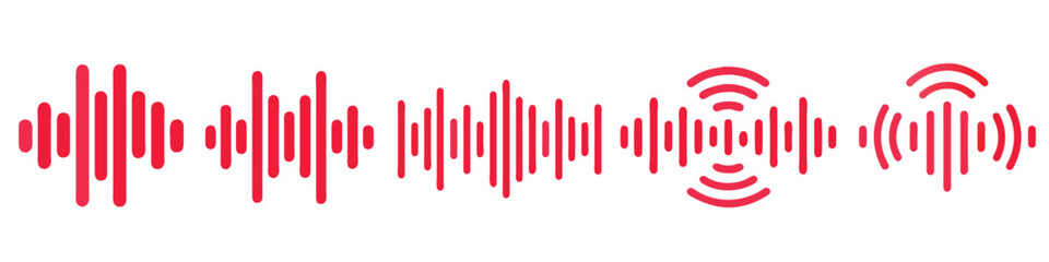Audio Waves, Radio Signal, Music Recording Vector Illustration