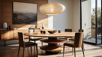modern circular wood table