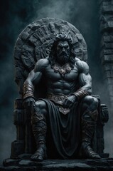 Fototapeta premium Hades god of the underworld seated on his throne