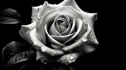 greenery black white rose