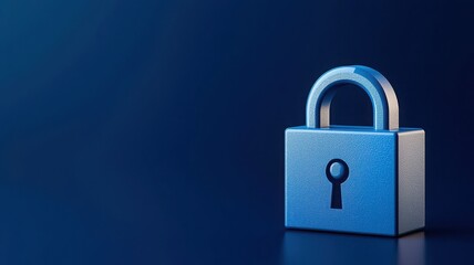 Fototapeta premium A metallic padlock sits against a deep blue background, symbolizing security and protection.