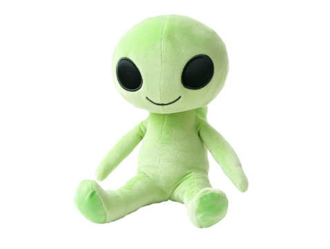 a green stuffed animal with black eyes - Powered by Adobe