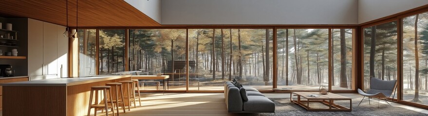 Obraz premium Scandinavian-Style Open-Plan Living Room