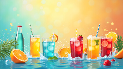 photo a front view fresh fruit cocktails with fresh fruit slices ice cooling on blue, drink juice