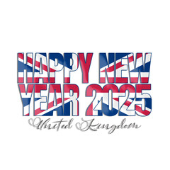 happy new year 2025 text vector illustration with flag United Kingdom