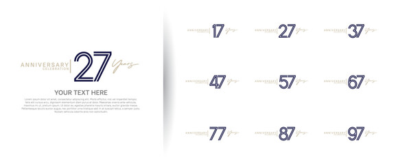 logo anniversary set. black and gold color on white background for special event