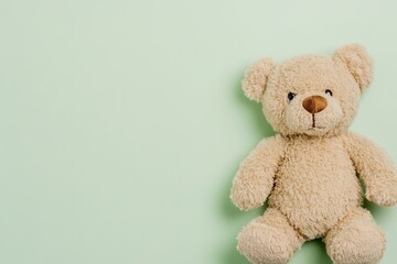 Obraz premium Teddy bear on mint background, soft toy concept, minimal