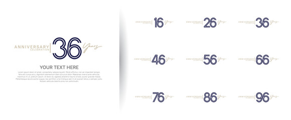 logo anniversary set. black and gold color on white background for special event