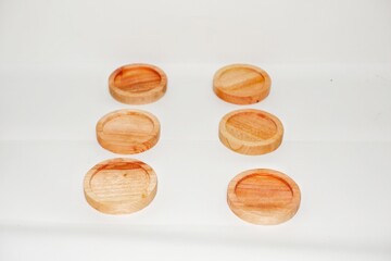 Wooden Plate isolated on white background with a 45 degree angle setup