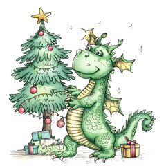 Obraz premium Vibrant Chinese Dragon Doodles, Playful and Whimsical 2D Illustrations for Posters, Tags, and Banners