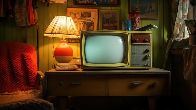 retro old tv on table