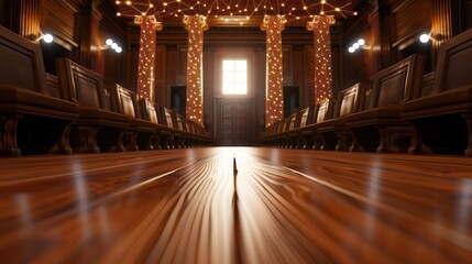 Anti-tracking boosts security. Elegant hall with warm lighting and wooden floor