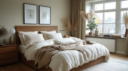 Scandinavian Bedroom Design with Walnut Accents