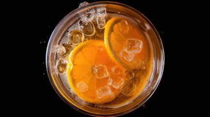 glass orange juice top view