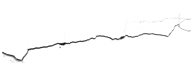 One big crack isolated transparent background png macro