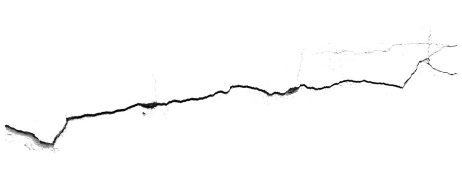 One big crack isolated transparent background png macro