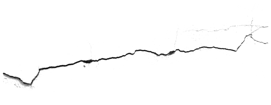 One big crack isolated transparent background png macro