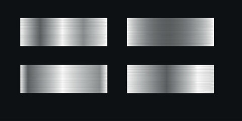 Set of silver metallic steel texture. Template effect silver shiny for digital design. Vector illustration