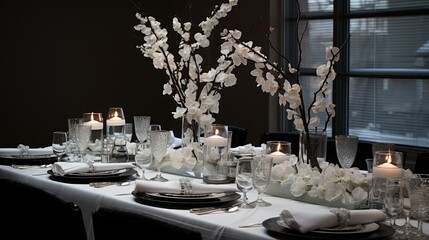 black winter table setting