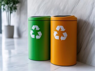 Modern recycling bins for sustainable waste management and eco-friendliness.