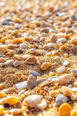 A magnified view of sand grains under bright light