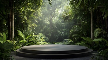 Tropical forest podium for natural product presentations