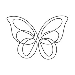 Continuous line drawing of beautiful butterfly. Single one line art of flying abstract butterfly for salon or spa business. Vector illustration.