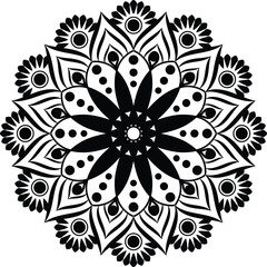 A black and white decorative frame with a simple Mandala Design vector  art illustration