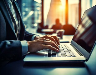 person typing on a laptop