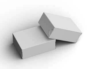 Rendered image of a wide rectangular sliding drawer box on a light background