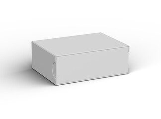 Rendered image of a wide rectangular sliding drawer box on a light background