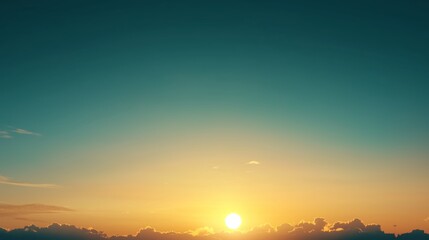 Beautiful sunrise over the horizon with colorful clouds in the early morning sky
