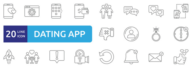 Dating app icon set