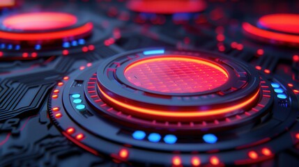 Anti-tracking boosts security. Futuristic circuit board with glowing elements