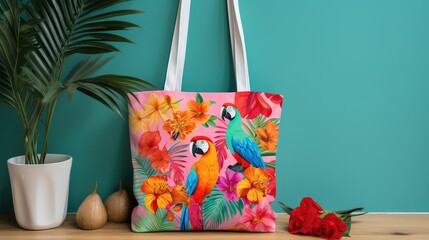 tropical tote bag illustration