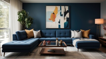 sofa navy blue living room