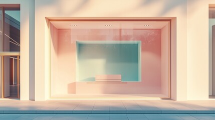 Minimalist Shopfront with Soft Pastel Colors and Light
