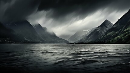 Fototapeta premium rugged water and mountains