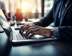 hands typing on a laptop