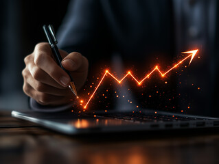 Creating financial strategies with digital tools for business growth in a modern workspace