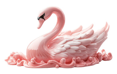 Elegant Pink Swan Figurine on Transparent Background